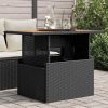 Kerti asztalok, vidaXL fekete polyrattan és akácfa kerti asztal 100 x 55 x 73 cm
