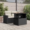 Kerti asztalok, vidaXL fekete polyrattan és akácfa kerti asztal 100 x 55 x 73 cm