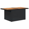 Kerti asztalok, vidaXL fekete polyrattan és akácfa kerti asztal 100 x 55 x 73 cm