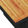 Kerti asztalok, vidaXL fekete polyrattan és akácfa kerti asztal 100 x 55 x 73 cm
