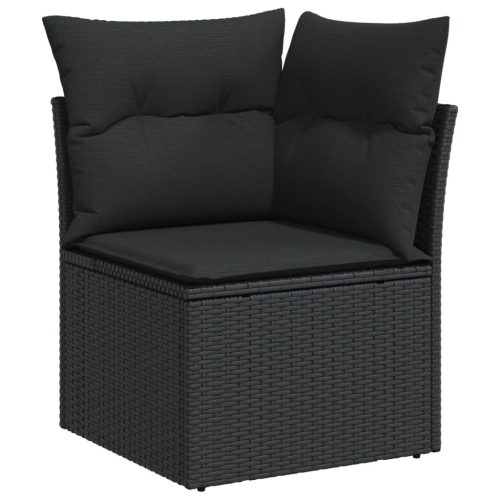 Kültéri kanapék, vidaXL fekete polyrattan kerti sarokkanapé párnával