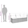 Kültéri kanapék, vidaXL fekete 3 személyes polyrattan kerti kanapé párnákkal