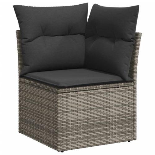 Kültéri kanapék, vidaXL szürke polyrattan kerti sarokkanapé párnával