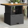 Kerti asztalok, vidaXL fekete polyrattan és akácfa kerti asztal 80 x 80 x 71 cm