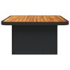 Kerti asztalok, vidaXL fekete polyrattan és akácfa kerti asztal 80 x 80 x 71 cm
