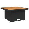 Kerti asztalok, vidaXL fekete polyrattan és akácfa kerti asztal 80 x 80 x 71 cm