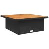 Kerti asztalok, vidaXL fekete polyrattan és akácfa kerti asztal 110 x 110 x 71 cm