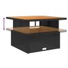Kerti asztalok, vidaXL fekete polyrattan és akácfa kerti asztal 110 x 110 x 71 cm