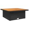 Kerti asztalok, vidaXL fekete polyrattan és akácfa kerti asztal 110 x 110 x 71 cm