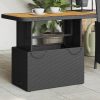 Kerti asztalok, vidaXL fekete polyrattan és akácfa kerti asztal 90 x 55 x 71 cm