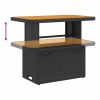 Kerti asztalok, vidaXL fekete polyrattan és akácfa kerti asztal 90 x 55 x 71 cm