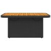 Kerti asztalok, vidaXL fekete polyrattan és akácfa kerti asztal 90 x 55 x 71 cm