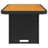 Kerti asztalok, vidaXL fekete polyrattan és akácfa kerti asztal 90 x 55 x 71 cm