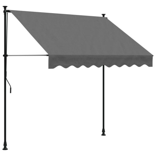 Ablak és ajtó előtetők, vidaXL antracit szövet és acél feltekerhető napellenző 200 x 150 cm