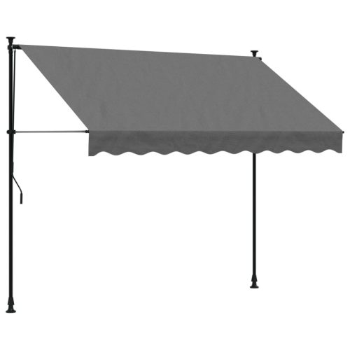 Ablak és ajtó előtetők, vidaXL antracit szövet és acél feltekerhető napellenző 250 x 150 cm