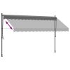 Ablak és ajtó előtetők, vidaXL antracit szövet és acél feltekerhető napellenző 350 x 150 cm