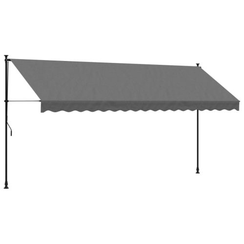 Ablak és ajtó előtetők, vidaXL antracit szövet és acél feltekerhető napellenző 400 x 150 cm