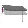 Ablak és ajtó előtetők, vidaXL antracit szövet és acél feltekerhető napellenző 400 x 150 cm
