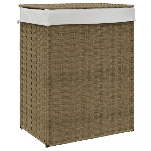Szennyeskosarak, vidaXL polyrattan szennyeskosár fedéllel 46x33x60 cm