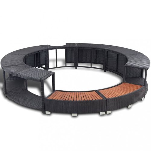 Medence- és fürdőtartozékok, vidaXL fekete polyrattan jakuzzi-keret