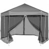 Kerti pavilon és előtető, vidaXL szürke hatszögletű felugró pavilon 6 oldalfallal 3,6 x 3,1 m