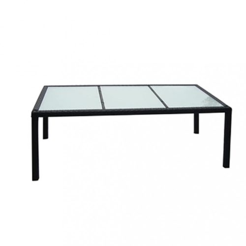 Kerti asztalok, vidaXL fekete polyrattan kerti asztal 190 x 90 x 75 cm
