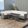 Kerti bútor szett, vidaXL 3 részes szürke polyrattan kerti bútorszett párnákkal