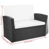 Kerti bútor szett, vidaXL 4-részes fekete polyrattan kerti bútorszett párnákkal