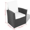 Kerti bútor szett, vidaXL 4-részes fekete polyrattan kerti bútorszett párnákkal