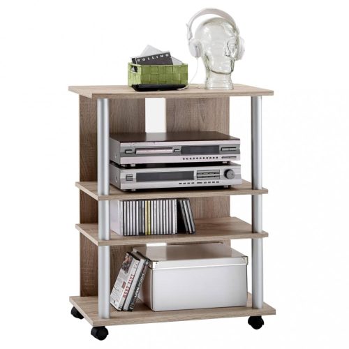 Médiatárolók és szekrények, FMD tölgyfa TV-/HI -Fi-állvány 3 rekesszel 65 x 40 x 79,2 cm