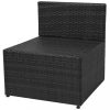 Kerti bútor szett, vidaXL 5-részes fekete polyrattan kerti bútorszett párnákkal