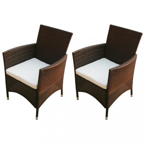 Kerti székek, vidaXL 2 db barna polyrattan kerti szék
