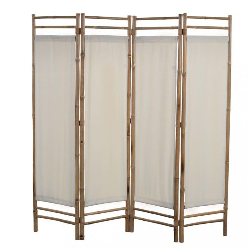 Térelválasztók, vidaXL 4 paneles bambusz/vászon paraván 160 cm
