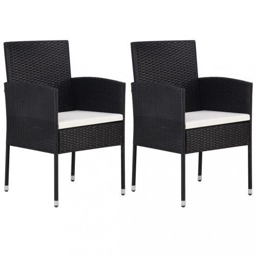 Kerti székek, vidaXL 2 db fekete polyrattan kerti szék