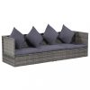 Napozóágyak, vidaXL szürke polyrattan kerti ágy 200 x 60 cm