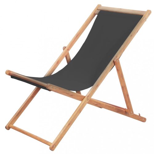Kerti székek, vidaXL szürke összecsukható szövetkárpitos, favázas strandszék