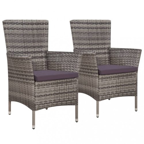 Kerti székek, vidaXL 2 db szürke polyrattan kerti szék párnával