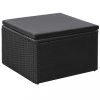 Kerti bútor szett, vidaXL 4-részes fekete és szürke polyrattan kerti bútorszett