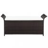 Kerti padok, vidaXL barna polyrattan tárolópad párnával 138 cm