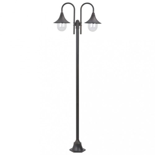 Kültéri világítás, vidaXL bronzszínű 2-égős alumínium kerti állólámpa, E27, 220 cm