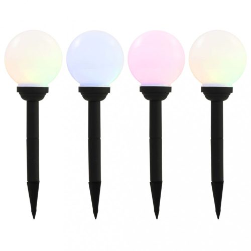 Kültéri világítás, vidaXL 4 db napelemes kültéri LED gömblámpa, 15 cm RGB