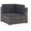 Kerti bútor szett, vidaXL 7-részes szürke polyrattan kerti bútorszett párnákkal