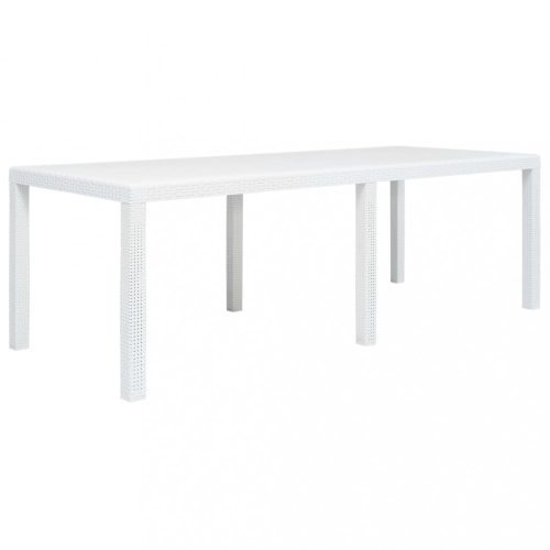 Kerti asztalok, vidaXL fehér rattan hatású műanyag kerti asztal 220 x 90 x 72 cm