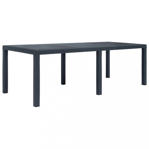 Kerti asztalok, vidaXL antracit rattan hatású műanyag kerti asztal 220 x 90 x 72 cm