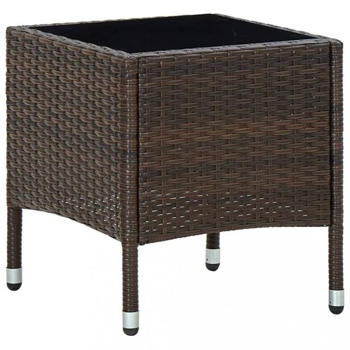 Kerti asztalok, vidaXL barna polyrattan kerti asztal 40 x 40 x 45 cm