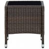 Kerti asztalok, vidaXL barna polyrattan kerti asztal 40 x 40 x 45 cm
