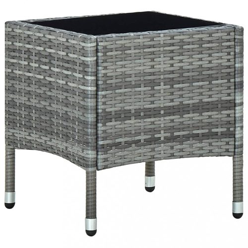 Kerti asztalok, vidaXL szürke polyrattan kerti asztal 40 x 40 x 45 cm