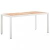 Kerti asztalok, vidaXL fehér polyrattan és tömör akácfa kerti asztal 150 x 90 x 75 cm