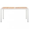 Kerti asztalok, vidaXL fehér polyrattan és tömör akácfa kerti asztal 150 x 90 x 75 cm