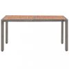 Kerti asztalok, vidaXL szürke polyrattan és tömör akácfa kerti asztal 150 x 90 x 75 cm
